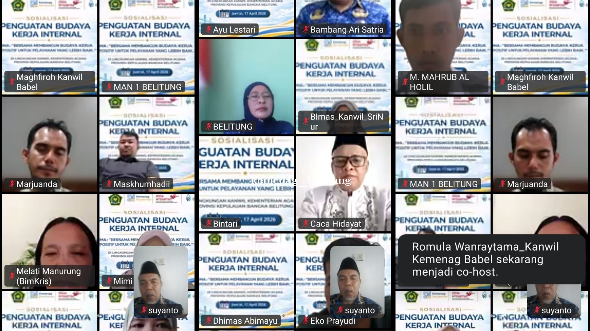 Bangun Budaya Kerja Positif, ASN Kemenag Belitung Ikuti Sosialisasi via Zoom