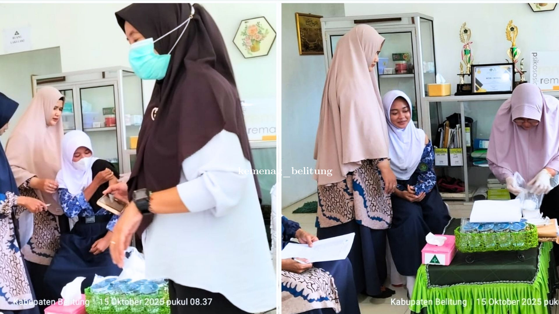Siswa MTsN 1 Belitung Terima Vaksin dalam Kegiatan Kerjasama UKS dan Puskesmas Tanjungpandan