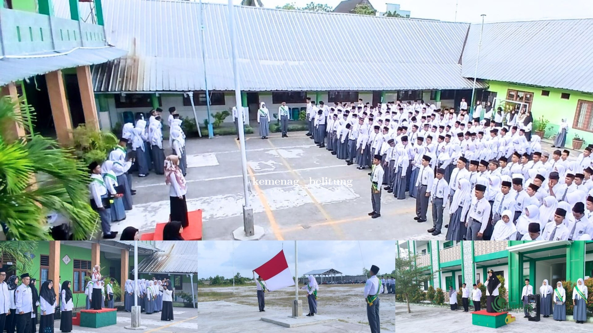 Upacara Bendera Serempak di Dua Kampus, MAN 1 Belitung Teguhkan Disiplin dan Kesiapan Akademik Siswa