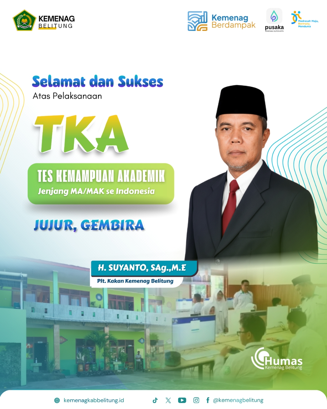 Selamat dan Sukses atas Pelaksanaan Tes Kemampuan Akademik (TKA) Jenjang MA/MAK se-Indonesia!